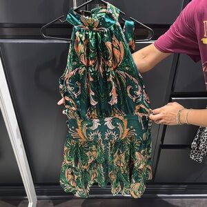 Green Paisley Halter Dress